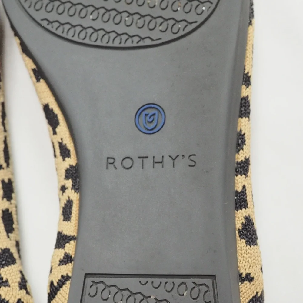 Rothys The Point Women 8.5 Brown Leopard Animal Print Ballet Flats Pointed Shoes